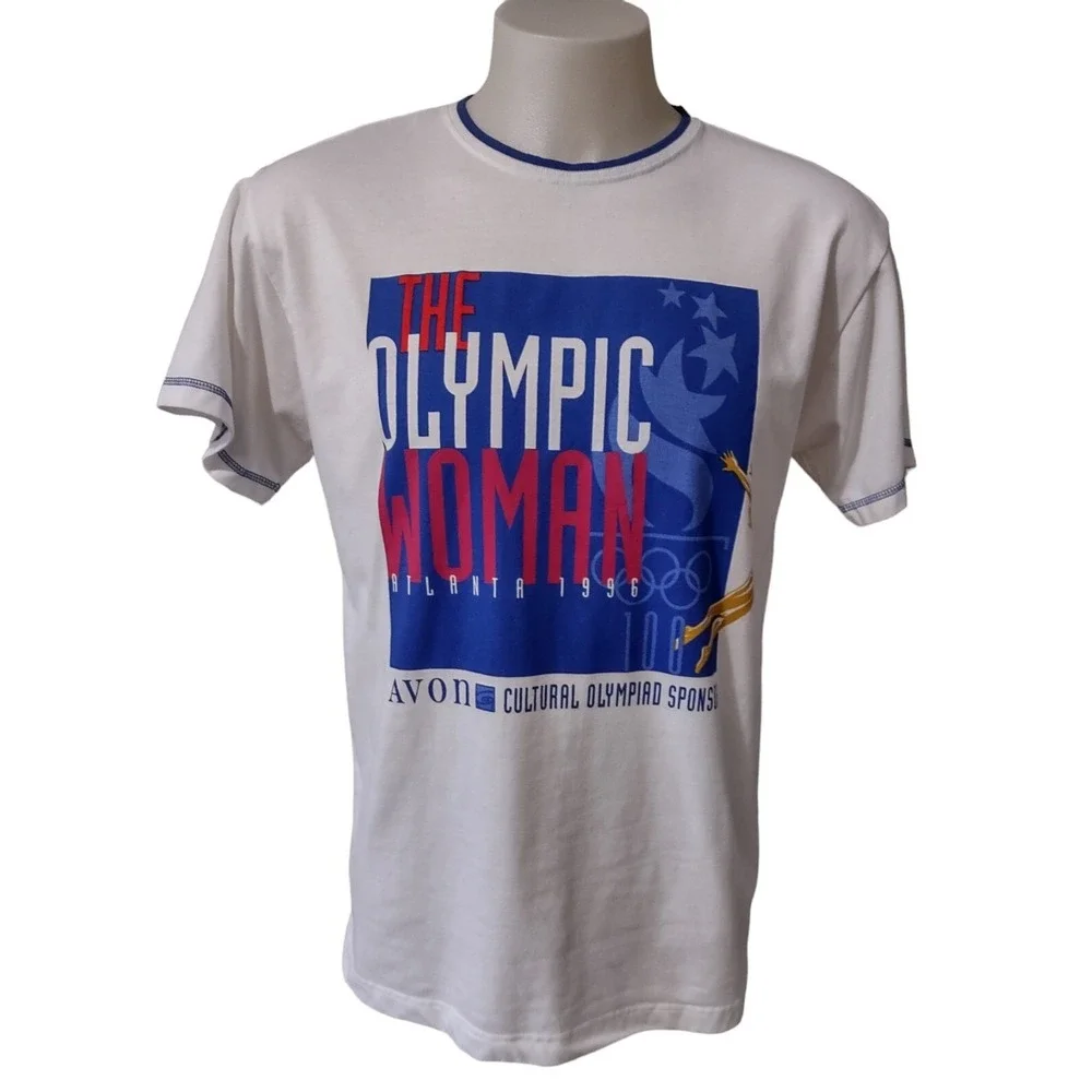 The Olympic Women's Size L Avon Sponsor T-Shirt Vintage 90s 1996 Atlanta Games‎